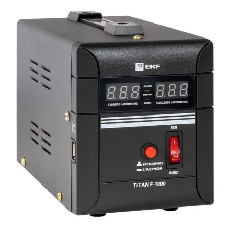 Стабилизатор напряжения напольный релейного типа LCD дисплей 1кВт 1ф F-1000 TITAN EKF PROxima
