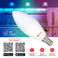 Умная LED лампа 5Вт E14 Wi-Fi RGBW Connect EKF