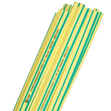 Термоусадочная трубка ТУТ 16/8 желто-зеленая (нарезка 1м) EKF PROxima