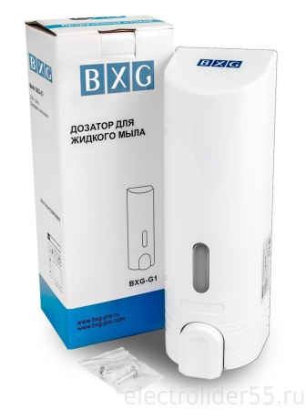 Дозатор жидкого мыла BXG-G1 ударопрочный ABS-пластик (400 мл) (ШхГхВ: 75x80х235) белый BXG