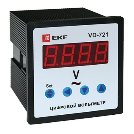 Вольтметр VD-721 цифровой на панель 72х72мм квадратный однофазный кл. точн. 0,5 EKF PROxima