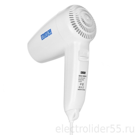 Фен для волос BXG-1200-H1 ударопрочный ABS-пластик 1200 Вт 220В (ШхГхВ: 95х160х215), белый BXG
