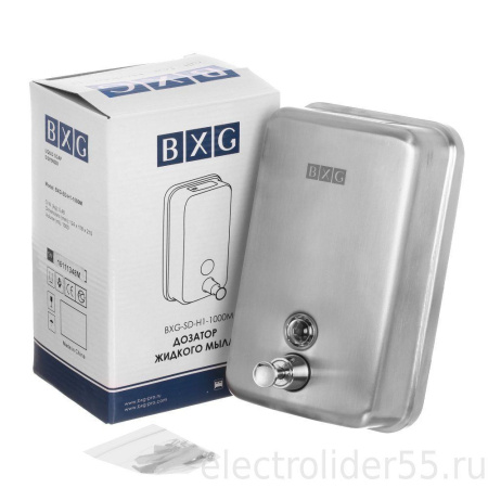 Дозатор жидкого мыла BXG-SD-H1-1000М (антивандальный) нержавеющая сталь (1000 мл) (ШхГхВ: 123x103х202) хром/матовый BXG