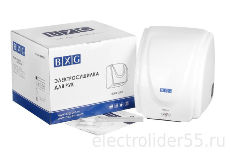 Сушилка для рук BXG-230 2300Вт 30 м/сек  (240x200x260мм) ударопрочный ABS-пластик  белая BXG