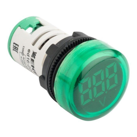 Индикатор значения напряжения (LED) ED16-22VD матрица d22мм зеленый 70-500В AC EKF PROxima