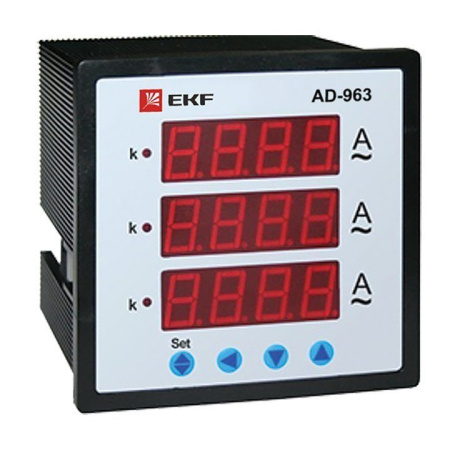 Амперметр AD-963 цифровой на панель (96х96) квадратный трехфазный кл. точн. 0,5 EKF PROxima