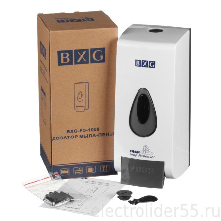 Дозатор для пены BXG-FD-1058 ударопрочный ABS-пластик (1000 мл) (ШхГхВ: 115x122х260) белый BXG