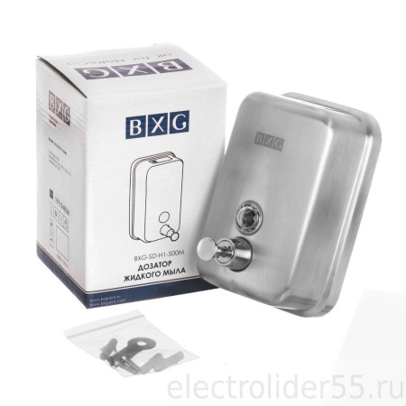 Дозатор жидкого мыла BXG-SD-H1-500М (антивандальный) нержавеющая сталь (500 мл) (ШхГхВ: 100x100х150) хром/матовый BXG