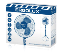 Вентилятор напольный 45Вт ELX-FS02-C31 (3 скорости, Автоповорот на 180гр., Функция ночника, высота 130см) Белый Ergolux