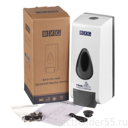 Дозатор для пены BXG-FD-1048 ударопрочный ABS-пластик (500 мл) (ШхГхВ: 95x100х230) белый BXG
