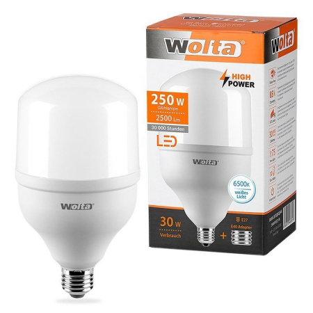 Лампа светодиодная LED HP 30Вт=250Вт E27/E40 шар холодный 6500K 2500Лм Wolta