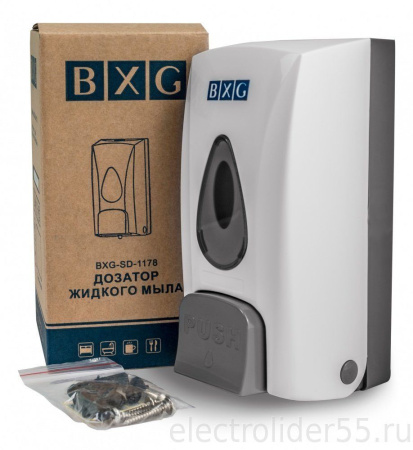 Дозатор жидкого мыла BXG-SD-1178 ударопрочный ABS-пластик (500 мл) (ШхГхВ: 85x90х180) белый BXG