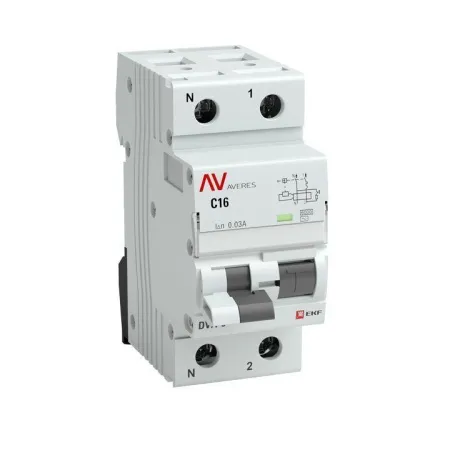 Выключатель авт. диф. тока DVA-6 1P+N 25А/100мА (хар-ка B, эл-мех тип A) 6кА EKF AVERES